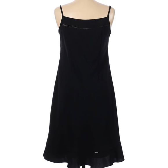 Ann Taylor LOFT Black square neck sleeveless dress with flounce ruffle hem Sz 8P - Picture 2 of 4